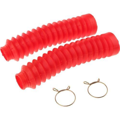 Front Fork Motorcycle Dust Cover Gaiters Boots Red Shock Absorber (210x42x25mm)