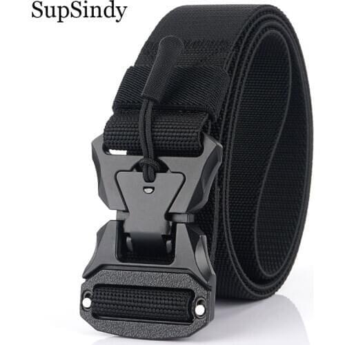 SupSindy Military Army Combat Tactical belts for Men Quick Release Buckle Stretch elastic nylon Waistband canvas belt male strap