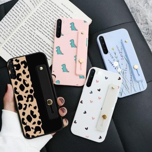 Wrist Strap Soft Silicone Cute Dinosaur Case For OnePlus Nord 5G Hand Holder Stand Cover For one plus nord Protective Case 6.44"