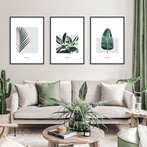 Scandinavian Green Plant Leaves Canvas Print Art Nature Landscape Wall Painting Nordic Poster Minimalist Home Decoration Picture