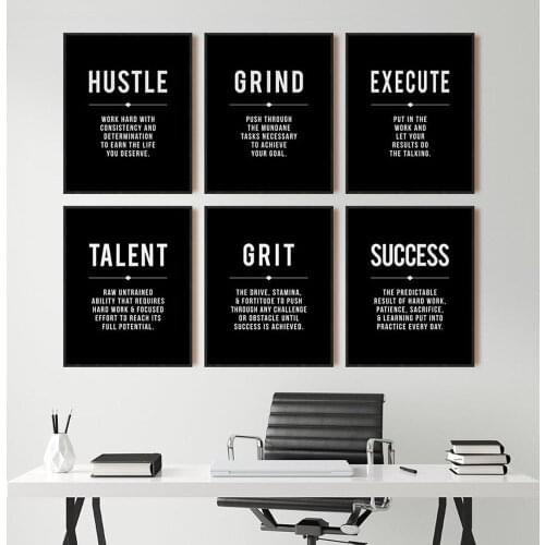 Modern Minimalist Company Motivational Phrase Canvas Painting Black and White English Famous Quote Poster Office Bedroom Decor
