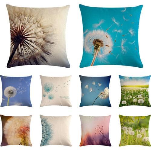 Modern Minimalist Beautiful Dandelion Printed Cushion Covers Home/Office Sofa Waist Pillow Covers Linen Pillowcase 1463