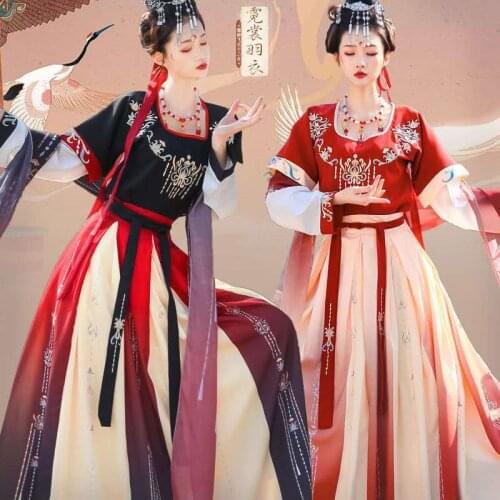 Fairy Cosplay Women Red Chinese Traditional Dress Embroidery Elegant Ancient Hanfu Princess Tang Dynasty Folk Dance Costume