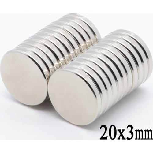 100pcs 20x3 mm N35 Mini Super Strong Rare Earth Fridge Permanet Magnet Small Round Neodymium Magnet