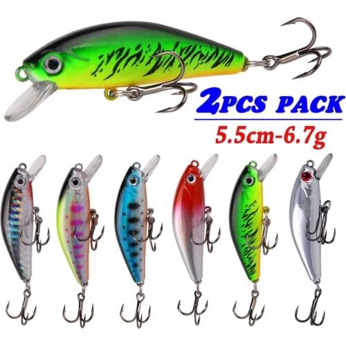 6.5g-5.5cm 2PCS Small Minnow Fishing Lures Bass Crank Bait Sinking Artificial Hard Fish Lures Freshwater Fishing Tackle