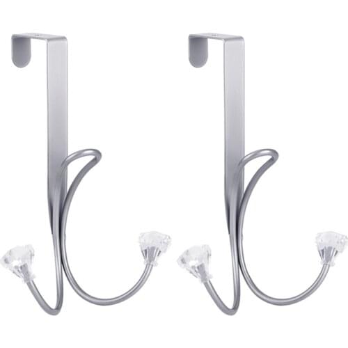 2 Pack over the Door Hooks, Metal Twin Hook Organizer Rack Door Hangers Cubical Hook for Hanging Bags