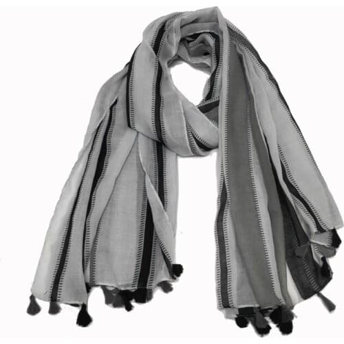 2020 Fashion Soft Stripe Pattern Tassel Scarf Shawls Long Beautiful Trendy Hijab Wrap Scarves Free Shipping