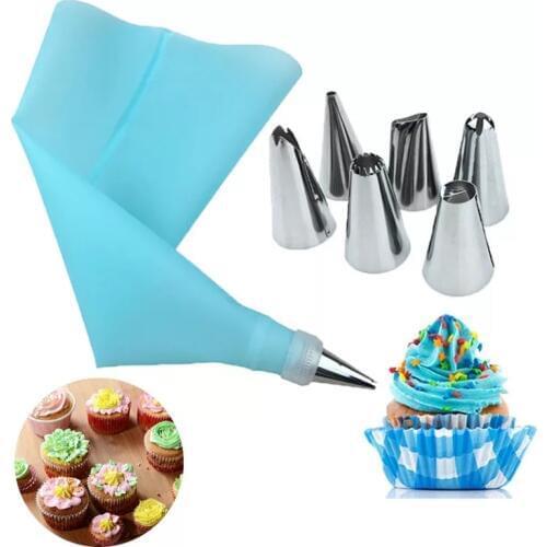 8Pcs/Set Stainless Steel Cream Pastry Nozzles with Pastry Bag Cake Decorating Nozzles Icing Piping Nozzle Cake Decorating Tools