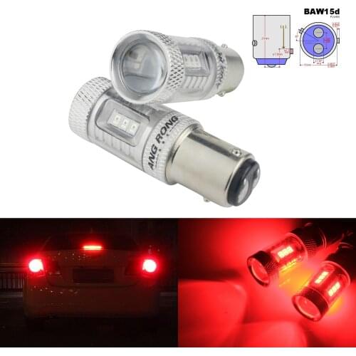 ANGRONG 2x RED PR21/5W 380R BAW15d P21/5W LED 15W Side Tail Rear Fog Light Bulbs