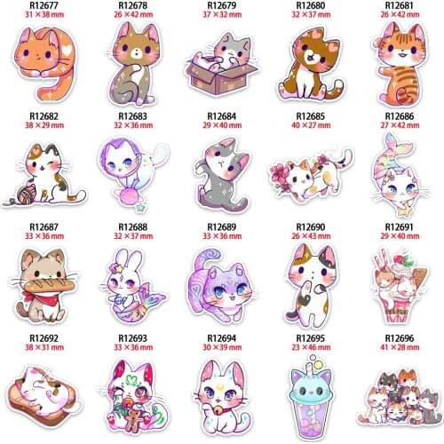 Cartoon Flatback For Hair Bow Kawaii Cats Planar Resin Flake DIY Holiday Decoration Crafts Accessories 10pcs/lot