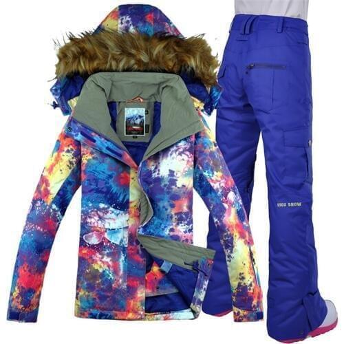 Free Shipping Waterproof Gsou Snow Ski Suit, Double Deck Snowboard Women Snow Jacket+Pants Warm Clothes Windproof