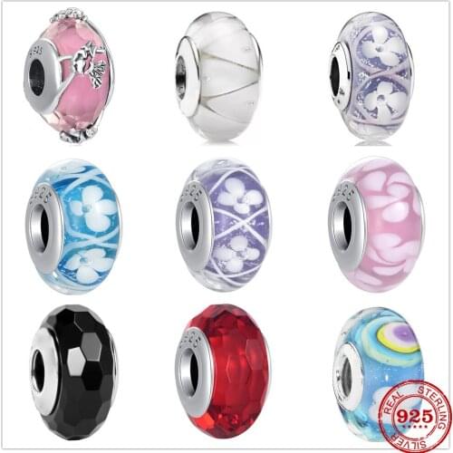 Murano Glass Bead honeycomb Flower Starfish Honeycomb Butterfly Charm Fit Original Pandora Bracelet Silver 925 DIY Women Jewelry