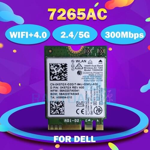 Dual Band Wireless-AC 7265 7265NGWAC 7265AC NGFF 867Mbps Wlan Card 0XXY3M for dell laptop