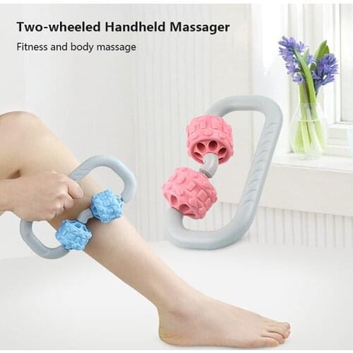 Double-wheeled hand-held massager roller Muscle Relaxation massager yoga bodybuilding massager Acupuncture Point Relaxation