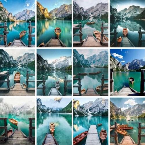 GATYZTORY Frame Mountain Lake DIY Painting By Numbers Landscape Handpainted Oil Painting Modern Home Wall Art Canvas Painting Ar