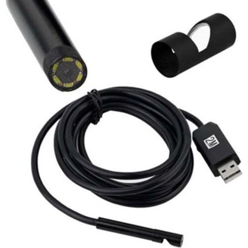 Top quality 0.3MP 2m Waterproof Mini USB Endoscope Inspection Camera 6 LED 7mm Lens Mini Borescope Snake Tube Camera P2P