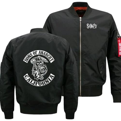 Mens Flying jacket Wintter Warm Slim Fiy Pilot jacket men SOA Sons of anarchy Sweatshirt Hip Hop Harajuku Mens jacket l