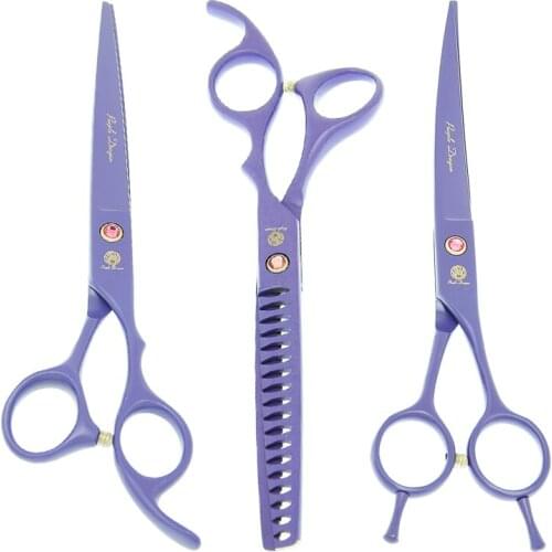 Purple Dragon 7 inch 440c Steel Pet Scissors Curved Dog Grooming Scissors Animals Trimmers Thinning Shears Dogs Suppliers B0040B