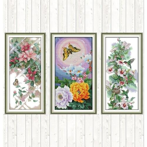 The Butterfly and Flowers Patterns Chinese Counted Cross Stitch Kits 14ct 11ct Embroidery Kit DMC Print on Canvas DIY Needlework