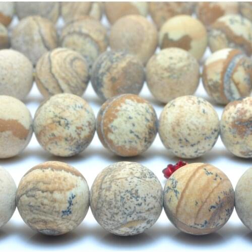 Natural Yellow Picture Jasper Matte Round Loose Beads Wholesale Gemstone Semi Precious Stone Bracelet Necklace Jewelry Making