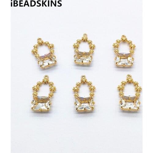 New arrival! 29x17mm 50pcs Crystal Glass Copper Charm/Connectors for Hand Made Earrings DIY parts,Jewelry Findings & Components