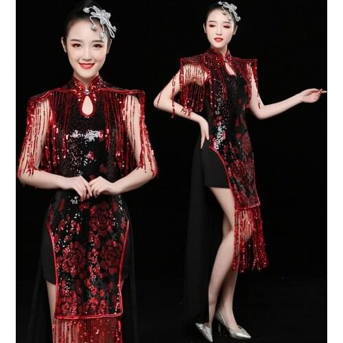 New Jazz Dance Costume Modern Dance Costume Tassel Female Adult Sequins Stage Performance Costume