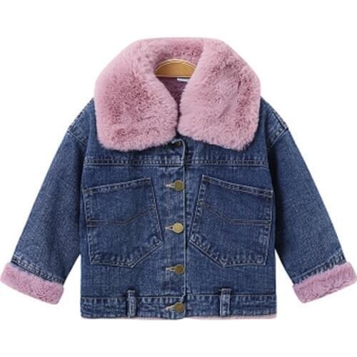 Christmas Winter Coat Denim Jacket For Girls Thicken Woolen Coat Children Jackets For Girls Coat Hooded Teenager Kids Outerwear