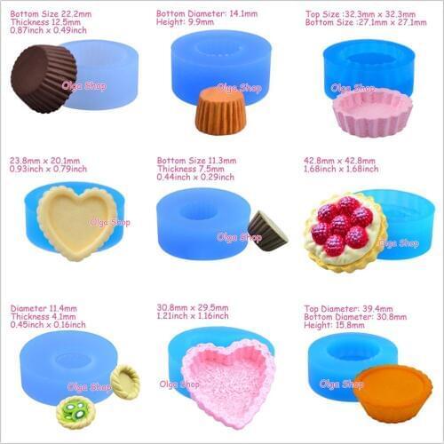 9PCS Cake Cupcake Tart Bottom Base Silicone Mold FOOD SAFE Fondant Decorating Candy Chocolate Resin Soap Candle Aromatherapy