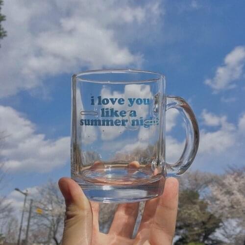 Summer Confession Cup (I Love You Like Summer Night) Simple Letter Style Glass Water Cup Milk Coffee Cup Breakfast Cup Family