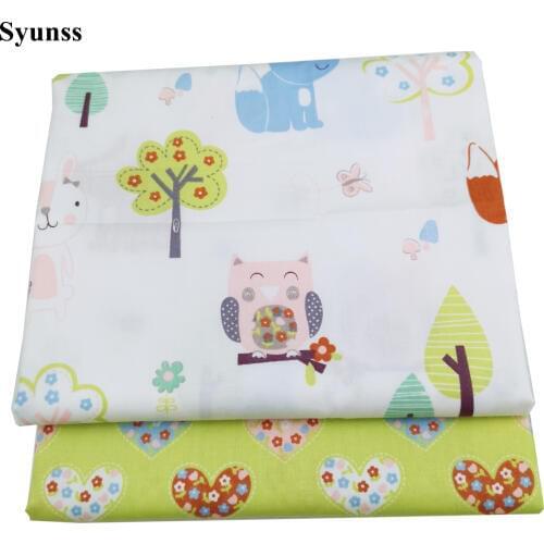 Syunss Diy Patchwork Cloth For Quilting Baby Cribs Cushions Dress Sewing Tissus Owl Heart Floral Printed Cotton Fabric Tecido