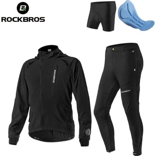 ROCKBROS Bicycle Suits Spring Autumn Men Women Padded Pants Set Waterproof Sports Jackets Sets MTB Road Bike Cycling Suits
