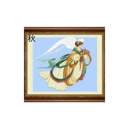 Cross Stitch Embroidery Snow Tree Scenery Cotton Thread Painting DIY Needlework Kits 14CT spring angel Home Decoration