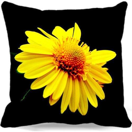 Yellow Chrysanthemum Black Pillow Case For Vintage Home car sofa Decorative 2017 New 18' 16' 19' cushion Covers 9 style