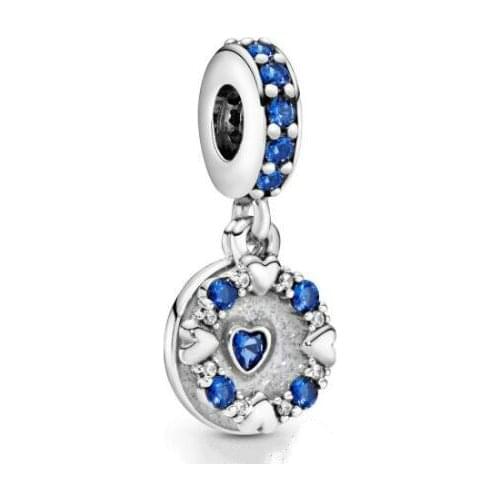 Original 925 Sterling Silver Charm Sparkling Hearts Dangle Charm Beads Fit Women Pan Bracelet & Necklace Jewelry