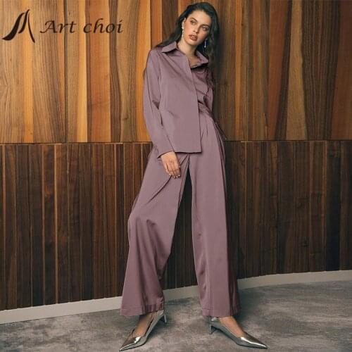 Spring Summer Two Piece Set Tracksuit Casual Outfit Suits Women Loose Blouse Tops Wide Leg Pants Chic Office Ladies 2 Piece Sets