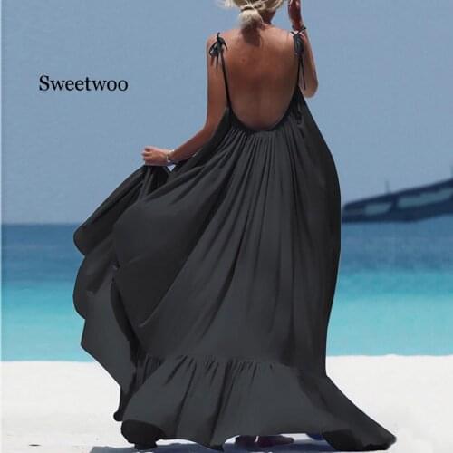 Boho Maxi Dress Women Spaghetti Strap Backless Long Summer Dress 2020 Sexy Party Bohemian Beach Dresses Vestidos Robe Femme