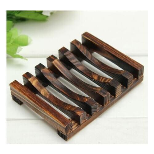 1pcs 10.8x8x2.5cm Wood Kitchen Bathroom Sponge Soap Dish Plate Box Holder ContainerCarbon Wood Color