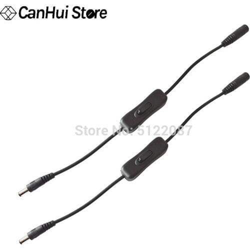 1pcs 5.5*2.1mm DC Power Plug Connector Switch on/off Black LED Strip Wire Switch Cable For SMD 5050 3528 Single Color Strip