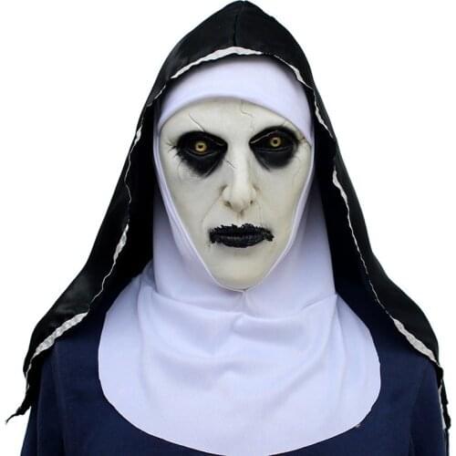 1pc The Nun Horror Mask Halloween Party The Conjuring Valak Scary Latex Masks with Headscarf Hotsale