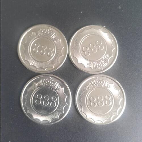 10pcs 25*1.85mm Pentagram Crown or "888" Stainless Steel Arcade Game Machine Token Coins