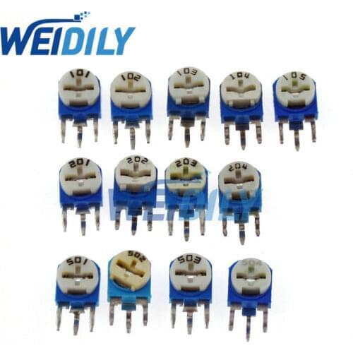 30PCS/LOT RM063 504 500K ohm Vertical Blue White Adjustable Resistor WH06-1 Multiturn Trimmer Potentiometer RM-063