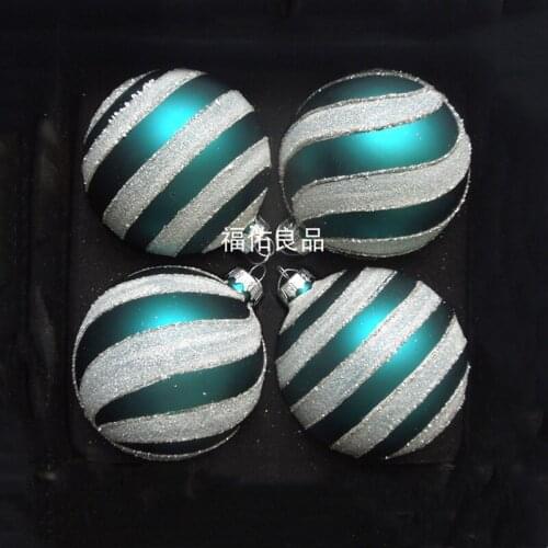 12pcs/pack Diameter=8cm Blue Painting Series Handmade Hanging Glass Ball Christmas Day Decoration Globe Festival Friend Gift