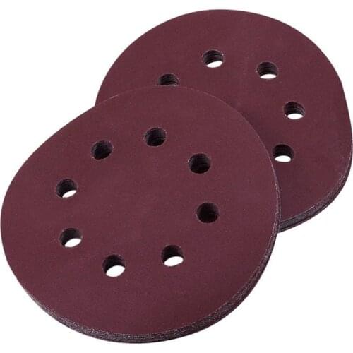 20pcs 125mm Flocking Round Sandpapers 8-Hole 40/ 120/ 150/ 180/ 240/320 Grit Hook and Loop Sanding Disc Abrasive tool For Polish