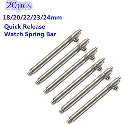 20Pcs/set 1.5mm Quick Release Watch Spring Bar Stainless Steel 18/20/22/23mm Diameter Watch Pin Spring Bar Watch Repair Tools