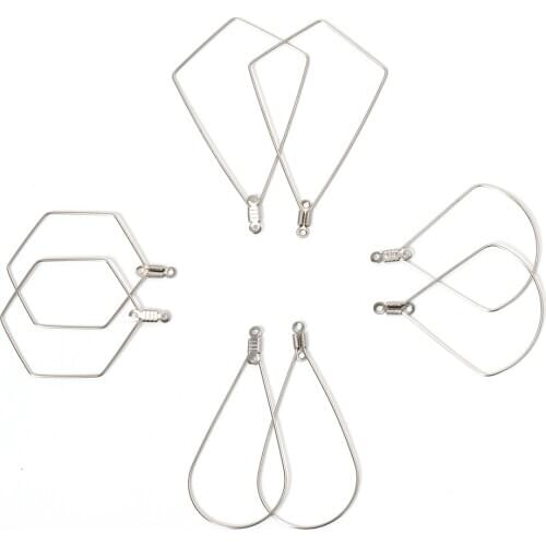 20pcs Stainless Steel Ear Wire Pendant Charms Big Frame Geometric Waterdrop Earring Loop Hooks for Jewelry Making Components DIY