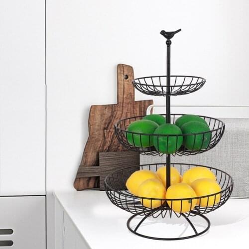 3 Tier Black Fruit Basket Holder Decorative Tabletop Bowl Stand for Vegetables Snacks Household Products