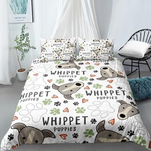3D Duvet Cover Set Bedding Sets Comforter Cases Pillow Covers Full Twin Double Single Size Animal Whippet Custom Bedding Sets