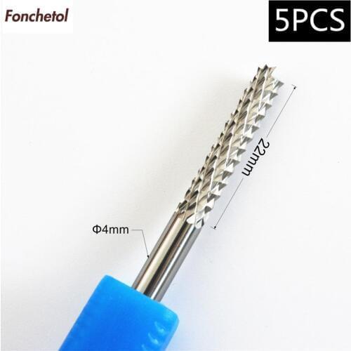 4mm*22mm-5PCS,Freeshipping CNC engraving machine solid carbide PCB End Mill,Printed Circuit Board cutter,Corn milling cutter