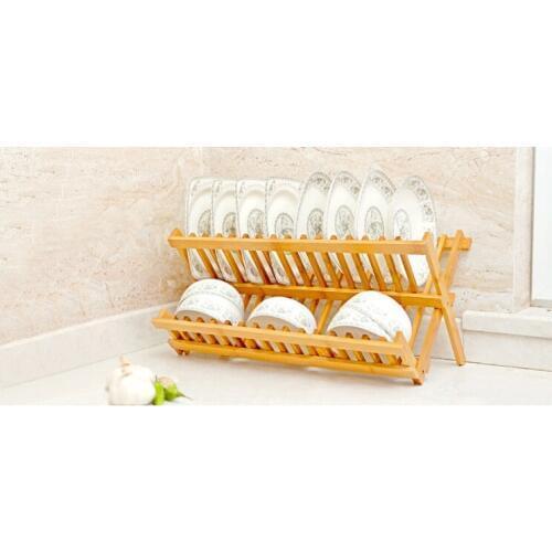 Bamboo dish rack kitchen utensils shelf storage drain rack