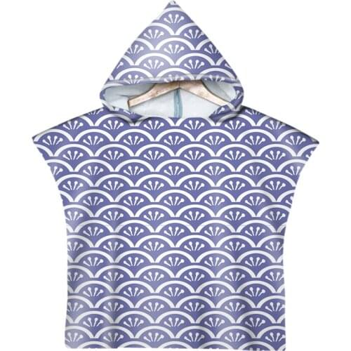 Free shipping Geometric Fishscale Fans Pattern Baby Kids Hooded Towel Pool Beach Poncho Towel Novelty Gift